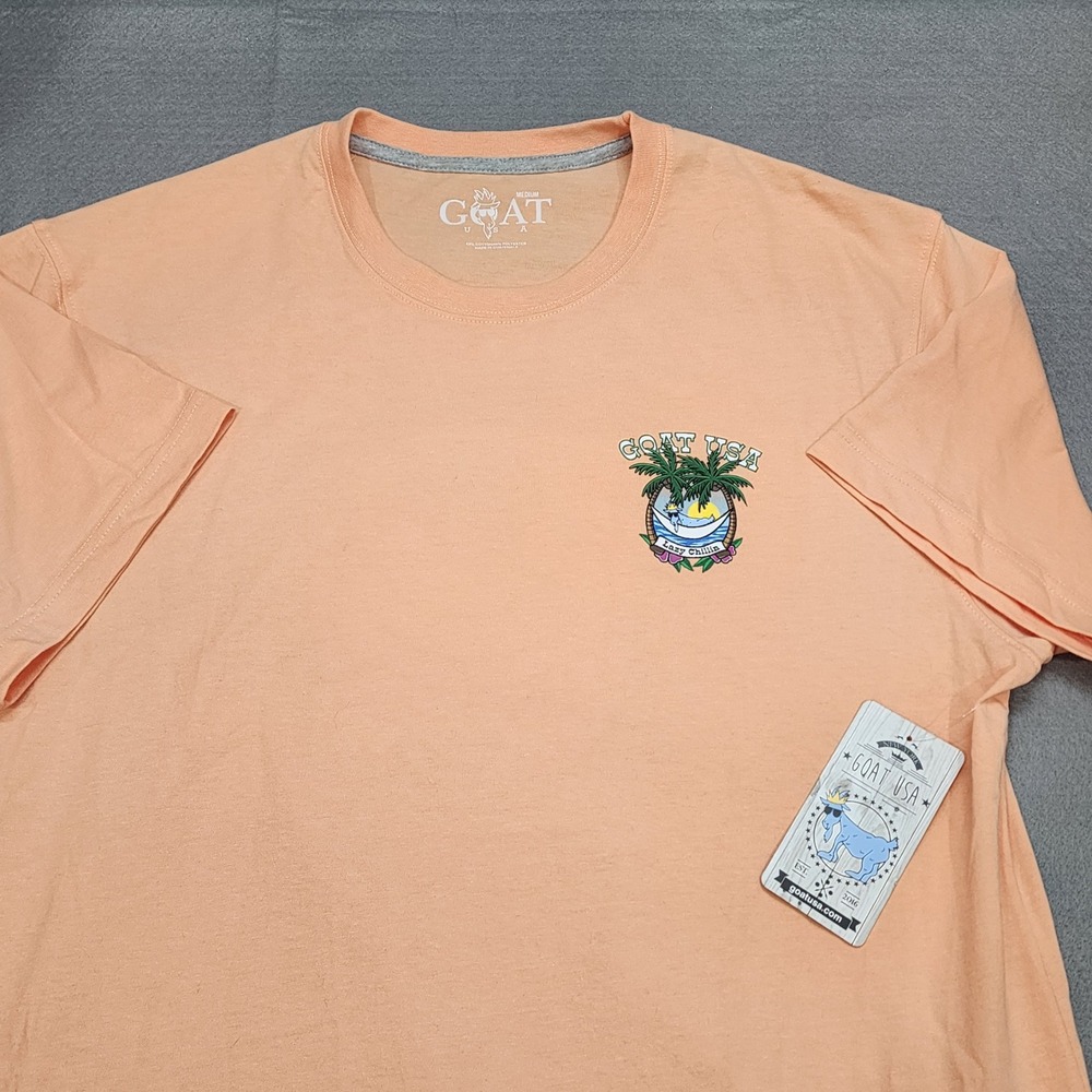 GOAT USA Peach‎ Cream Lazy Chillin Graphic T Shirt Women's Sz Medium